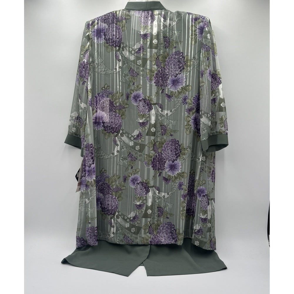 Vintage R&M Richards Dress set Purple&green 2 Piece Set With Necklace Sz 12P NWT - Picture 9 of 10